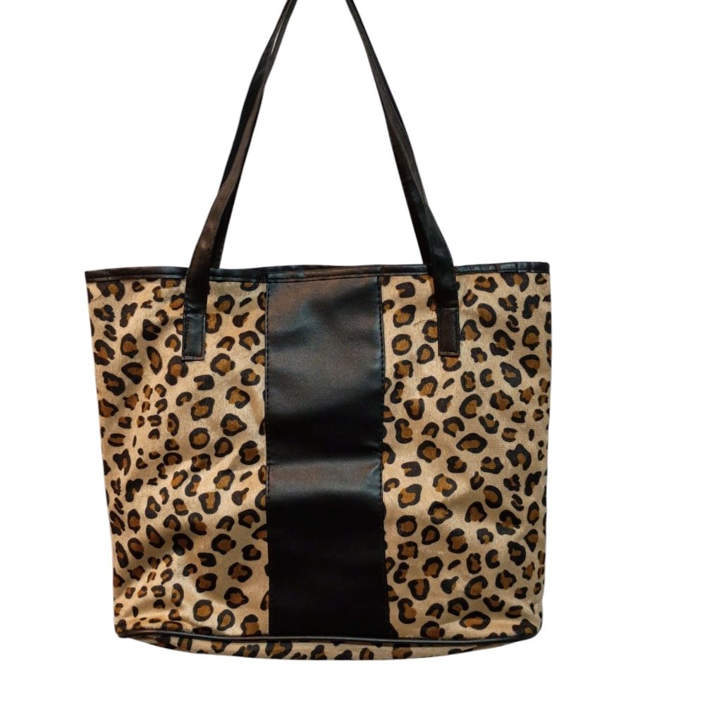 Nwot Leopard Print Tote Bag with Black Accents